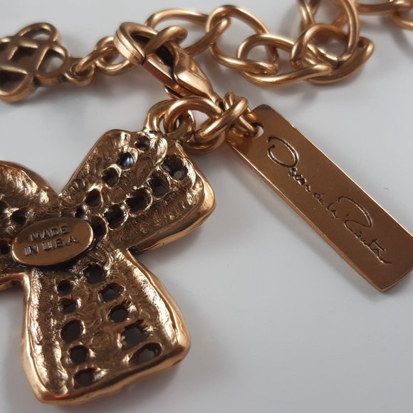 COPY - Vintage Oscar de la Renta Bronze Lace Necklace - Picture 7 of 7